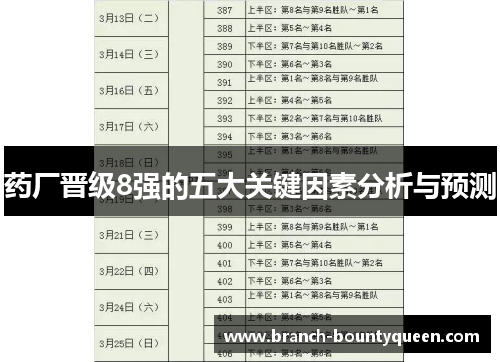 药厂晋级8强的五大关键因素分析与预测 药厂晋级8强的五大关键因素分析与预测